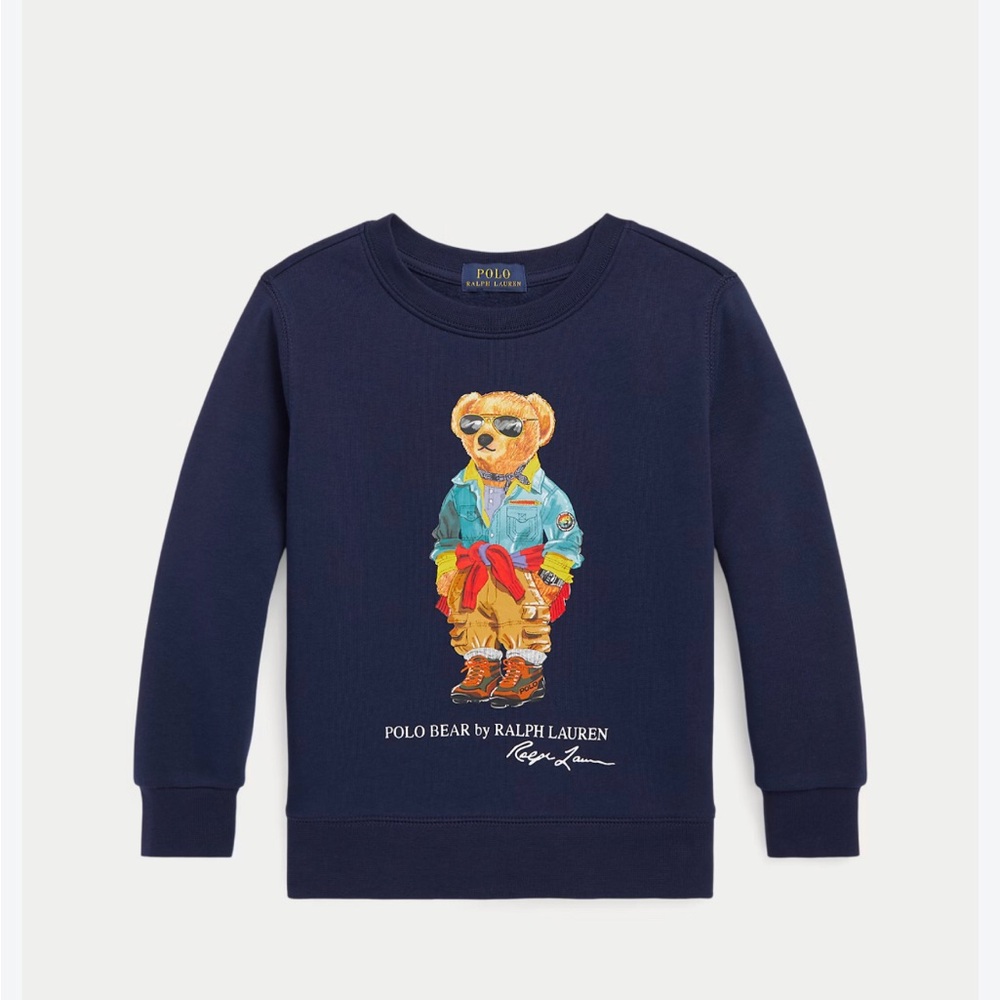 Polo Ralph Lauren Boys 6 Navy Crewneck Polo Voyager Bear Sweatshirt - EUC!